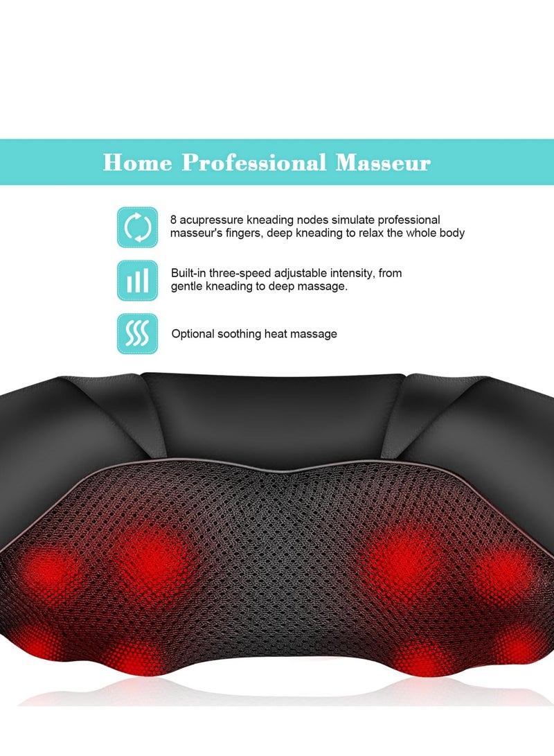 Neck Massager with Heat, Shiatsu Neck and Back Massager, Deep Tissue 4D Kneading Massage Pillow for Neck, Back, Shoulder, Body Muscle Pain Relief for Home, Office, Car - Best Gifts for Women Men Mom - Image 4