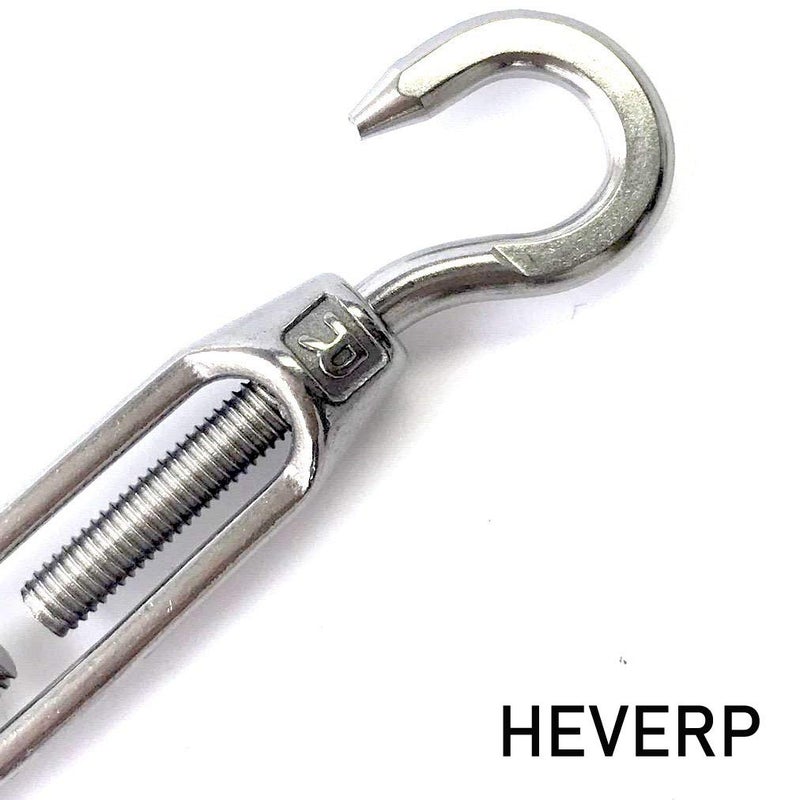 HEVERP 8PCS Stainless Steel M4 Hook and Eye Turnbuckle, Shade Sail Hardware, Light Duty Wire Rope Tension,Antirust,O to C Turnbuckles - Image 3