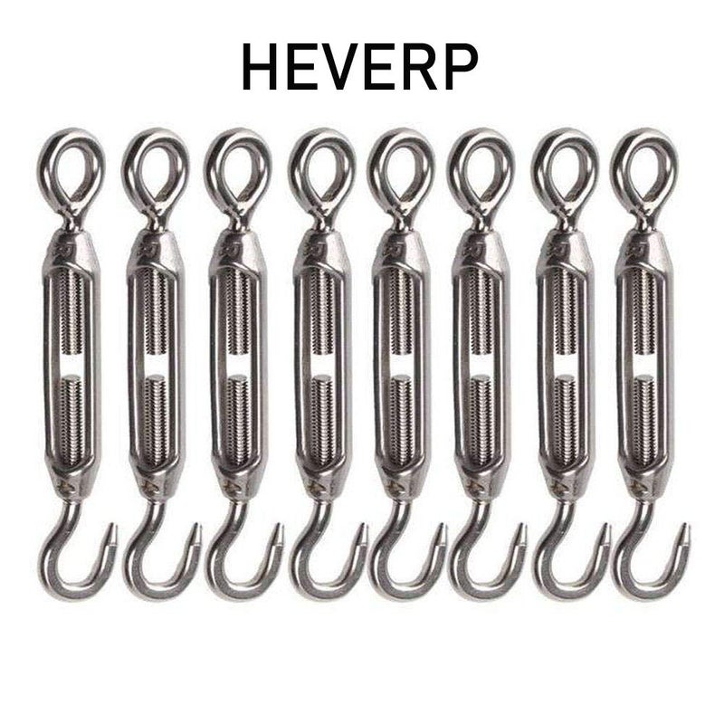 HEVERP 8PCS Stainless Steel M4 Hook and Eye Turnbuckle, Shade Sail Hardware, Light Duty Wire Rope Tension,Antirust,O to C Turnbuckles - Image 4