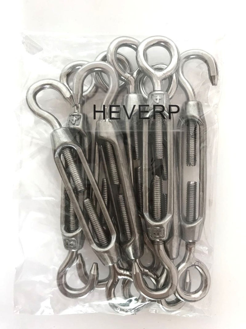 HEVERP 8PCS Stainless Steel M4 Hook and Eye Turnbuckle, Shade Sail Hardware, Light Duty Wire Rope Tension,Antirust,O to C Turnbuckles - Image 5