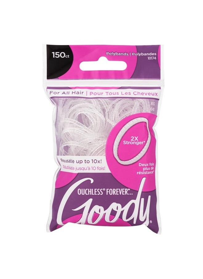 Goody - Ouchless Womens Polyband Elastic Hair Tie 150 Count Clear Fine Hair Hair Accessories To Style With Ease And Keep Your Hair Secured Perfect For Fun And Unique Hairstyles Painfree - Image 1