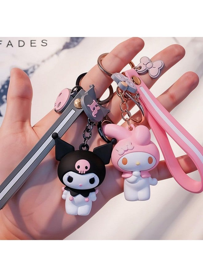 PALAY¬Æ 2Pcs Cute Keyrings Keychains Friendship Keychains Kawaii Sanrio & Melody Kuromi PVC Keychains Backpack Hanging Charm Bag Charm Friendship Gift for Girls, Birthday Gift for Girls - Image 2