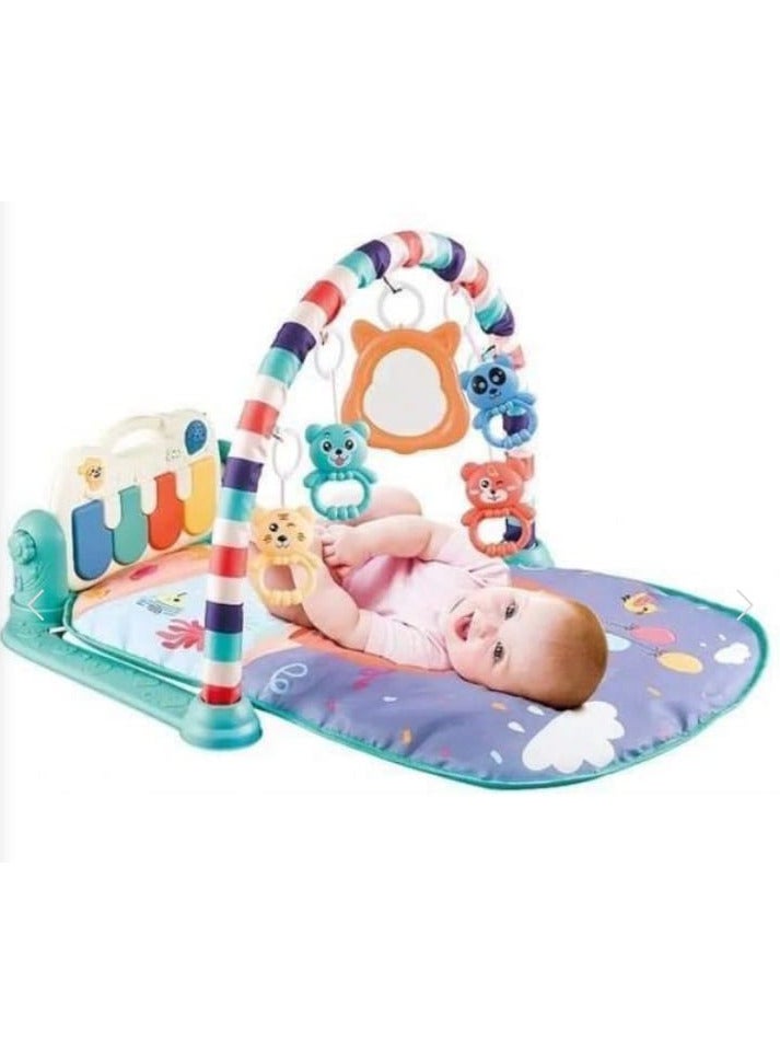 Baby Piano Play Mat with 5 Hanging Toys and Rotating Piano | Bed Sheet and Crawling Mat Set for 3-12 Months Babies, Toys for 3 Month Old Babies, Baby Gift - Image 1