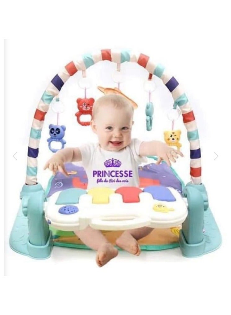 Baby Piano Play Mat with 5 Hanging Toys and Rotating Piano | Bed Sheet and Crawling Mat Set for 3-12 Months Babies, Toys for 3 Month Old Babies, Baby Gift - Image 2