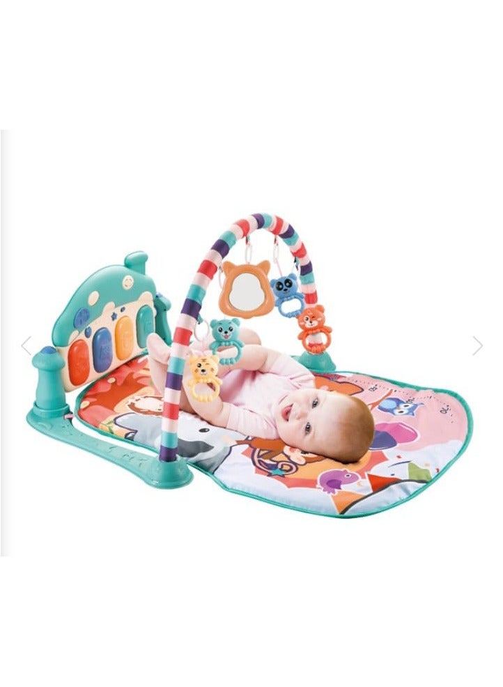 Baby Piano Play Mat with 5 Hanging Toys and Rotating Piano | Bed Sheet and Crawling Mat Set for 3-12 Months Babies, Toys for 3 Month Old Babies, Baby Gift - Image 3
