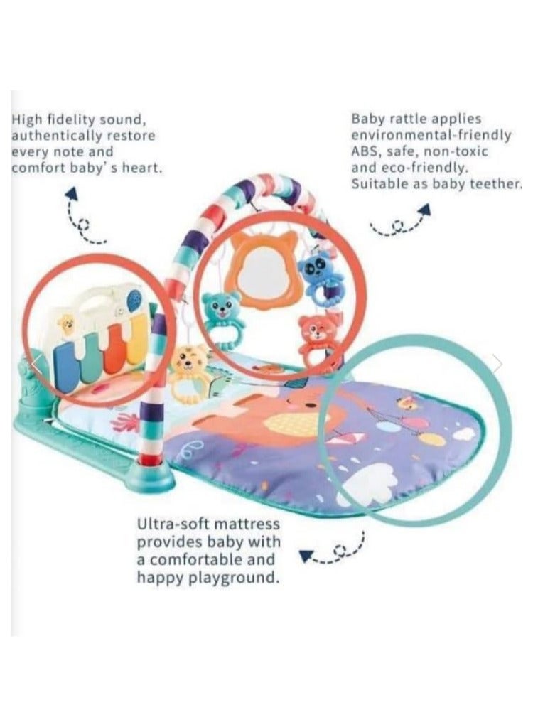 Baby Piano Play Mat with 5 Hanging Toys and Rotating Piano | Bed Sheet and Crawling Mat Set for 3-12 Months Babies, Toys for 3 Month Old Babies, Baby Gift - Image 4