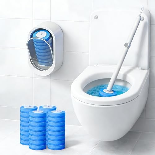 SOPAMI Disposable Toilet Cleaning System - Toilet Wand Kit with 32 High-Performance Refills, Wall Mounted Toilet Brush and Holder for Deep Cleaning Bathroom 32pcs - Image 1