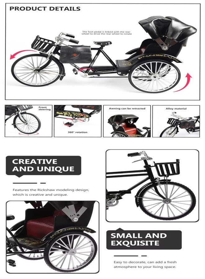 Magicwand 1:10 Scale【Toy-Miniature】⦗Pack of 1⦘ Die-Cast Alloy Based Cycle Rickshaw Toy Fully Working Model for Collectors - Image 2