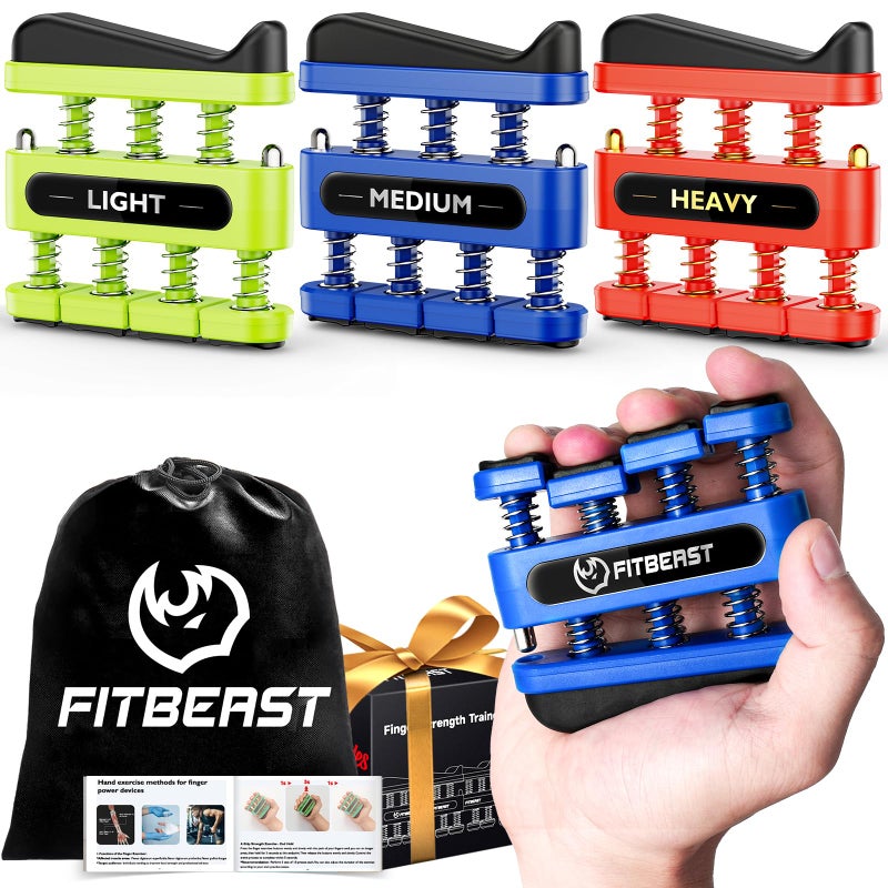 FitBeast Finger Strengthener, Finger Exerciser 3-Pack, Hand Exerciser for Improve Dexterity and Strength in Fingers, Hands, Forearmsâ€“Grip Strength Trainer for Musicians, Climbers (3 Piece Set) - Image 1