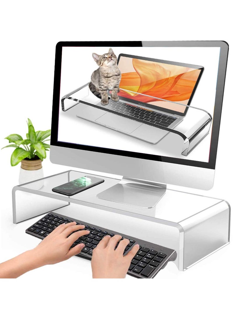Clear Acrylic Keyboard Cover Protector Anti-Cat,2 in 1 Keyboard Bridge Protector and Monitor Stand