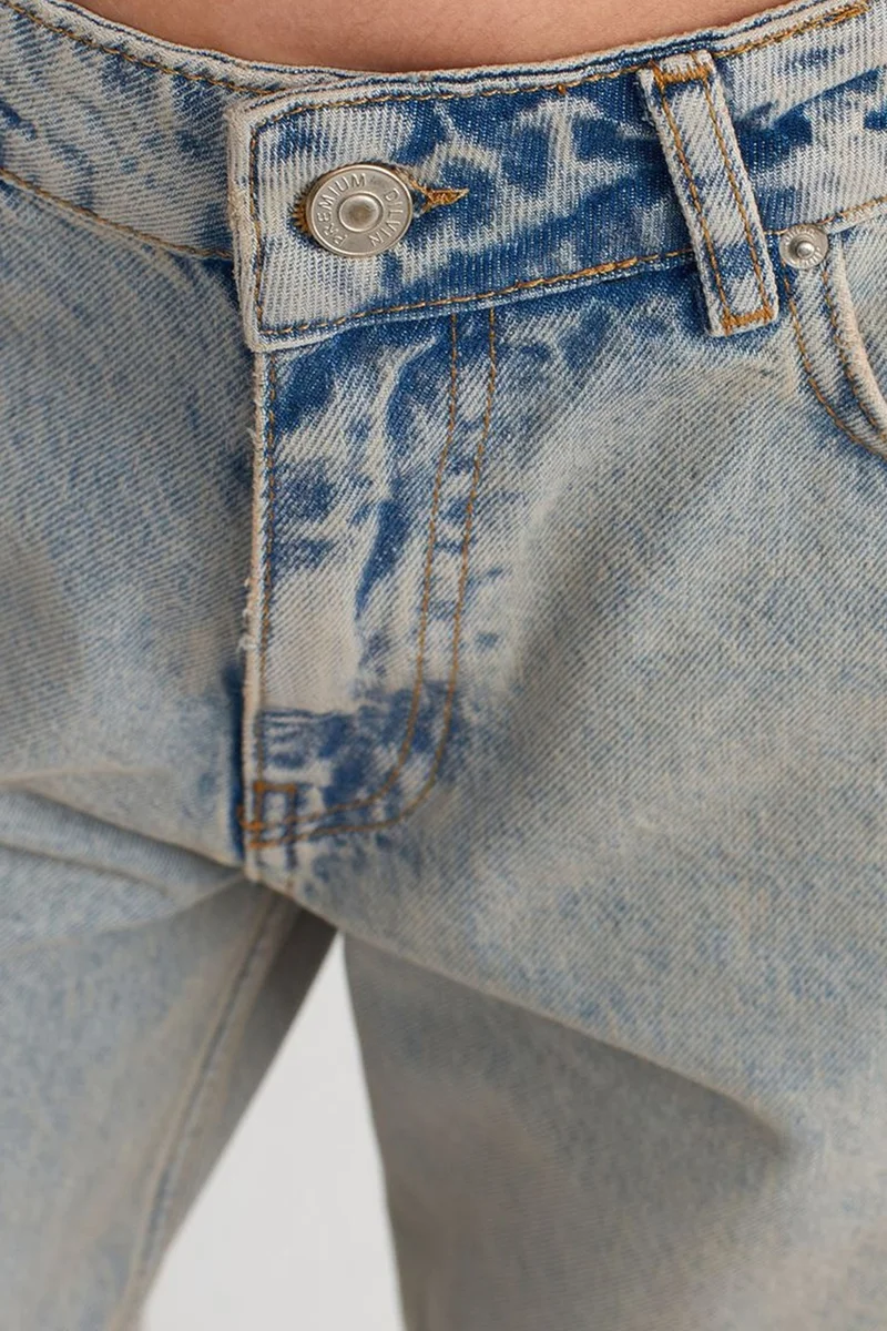 Dilvin Light Blue Denim DILVIN Mid Waist Wide Leg Cotton Denim Jeans for Women | Best Price UAE