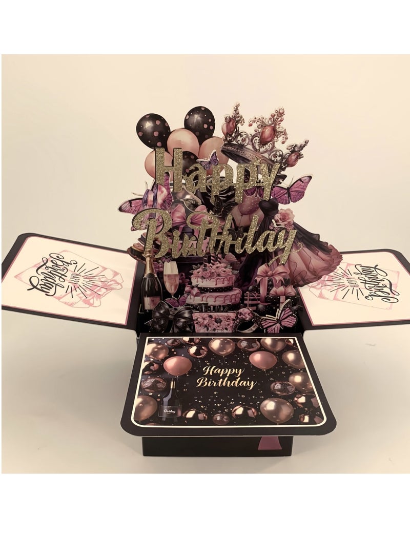 general Birthday festival handwritten pop-up three-dimensional box 3D paper carving creative birthday card - Image 3