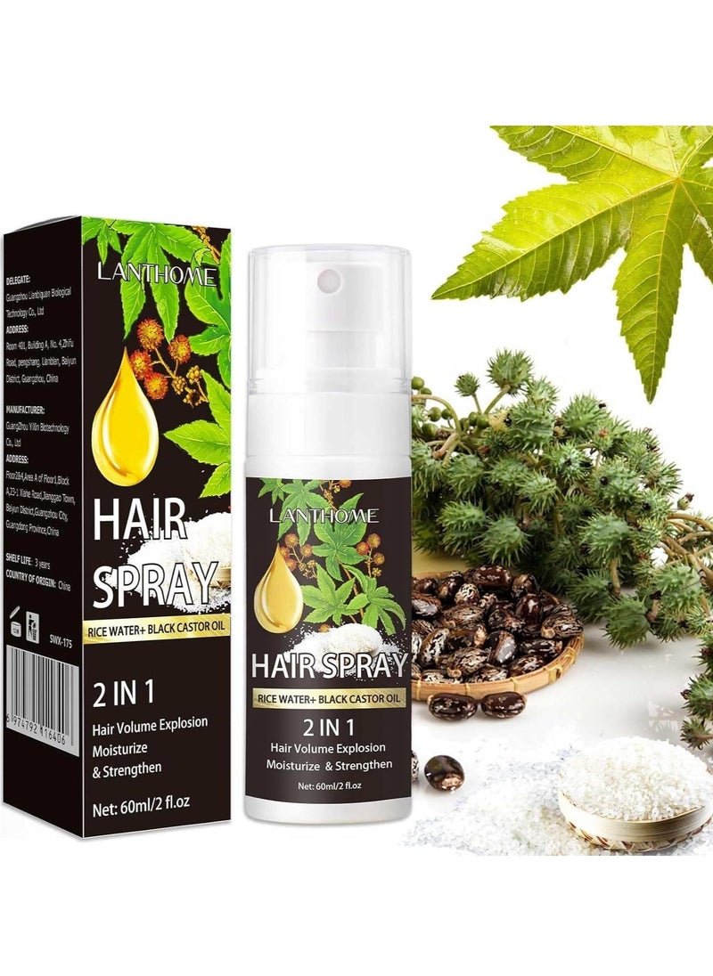 Lanthome Hair Growth Spray, Batana Oil, Castor Oil and Rosemary Oil, Contains Rice Water and Biotin, Promotes Hair Growth, Moisturizes and Strengthens Hair, Promotes Hair Thickening 60ml - Image 1