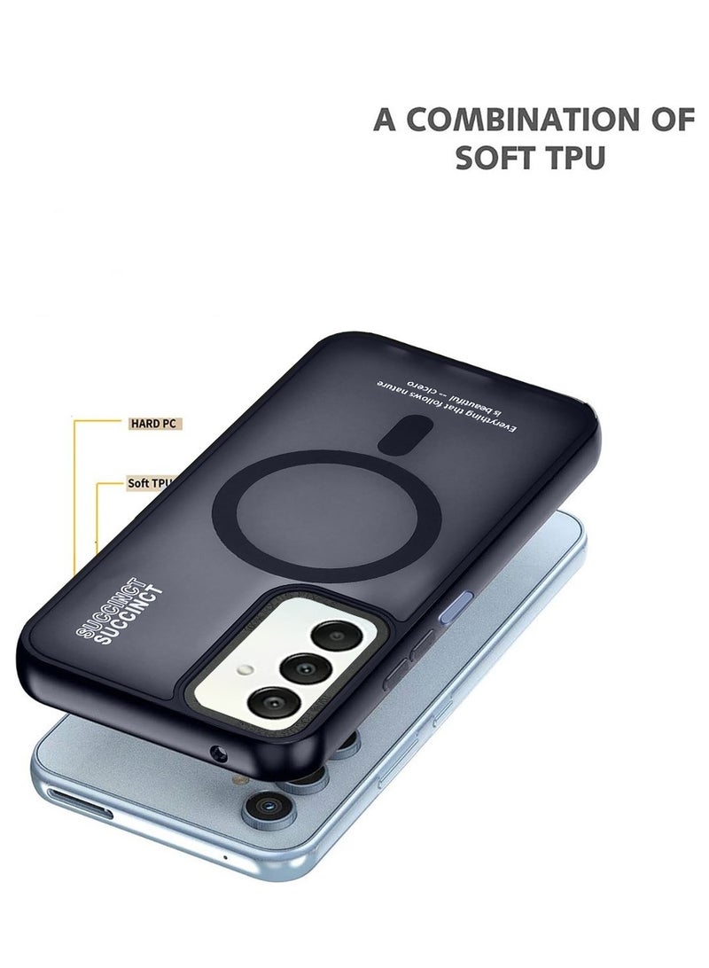 Techie غطاء خلفي مغناطيسي شفاف مع واقي لعدسة الكاميرا المرتفعة لهاتف Samsung Galaxy A25 - أزرق غير لامع - Image 4