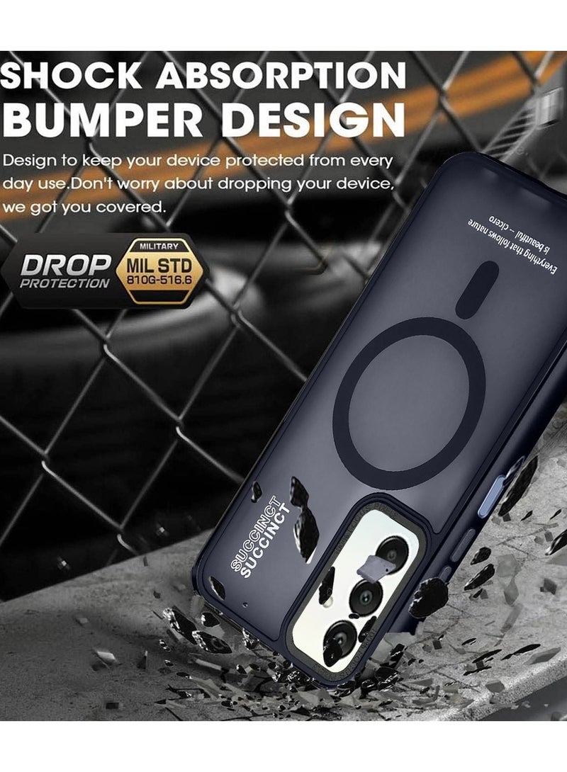 Techie غطاء خلفي مغناطيسي شفاف مع واقي لعدسة الكاميرا المرتفعة لهاتف Samsung Galaxy A25 - أزرق غير لامع - Image 5