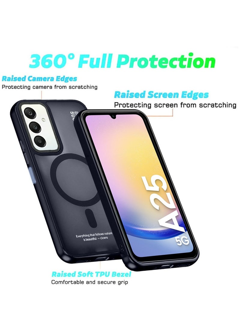 Techie غطاء خلفي مغناطيسي شفاف مع واقي لعدسة الكاميرا المرتفعة لهاتف Samsung Galaxy A25 - أزرق غير لامع - Image 2