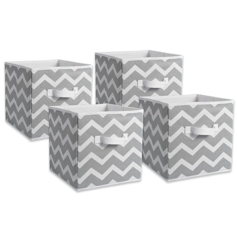 DII Non Woven Polyester Storage Bin Chevron Gray Small Set of 4 - Image 1