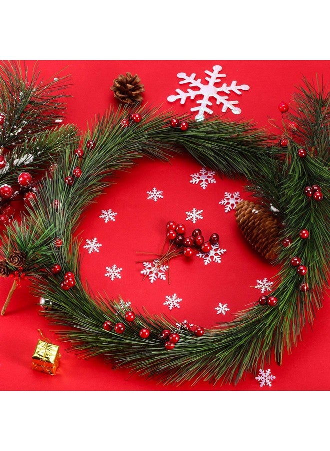 BBTO توت هولي الاصطناعي من بي بي تي أو، 100 قطعة توت مزيف صغير 10 مم مزخرف على سلك لتزيين شجرة عيد الميلاد وإكليل الزهور واستخدامات الحرف اليدوية (أحمر نبيذ) - Image 5