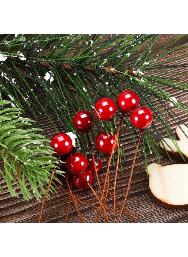 BBTO توت هولي الاصطناعي من بي بي تي أو، 100 قطعة توت مزيف صغير 10 مم مزخرف على سلك لتزيين شجرة عيد الميلاد وإكليل الزهور واستخدامات الحرف اليدوية (أحمر نبيذ) - Image 4