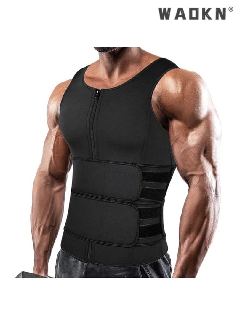 WAOKN Men Body Shaper Waist Trainer Belt Your Belly Sweat Vest Slimming Underwear Weight Loss Shirt Fat Burner Workout Tank Tops Shaper Belly Reducing Shapewear Burn Fat Shirt Trimmer Belt, Adjustable Belts for Enhanced Workout, Slimming Effect, and Comfortable Design, Ideal for Gym, Weight Loss, and Body Contouring  - Image 1