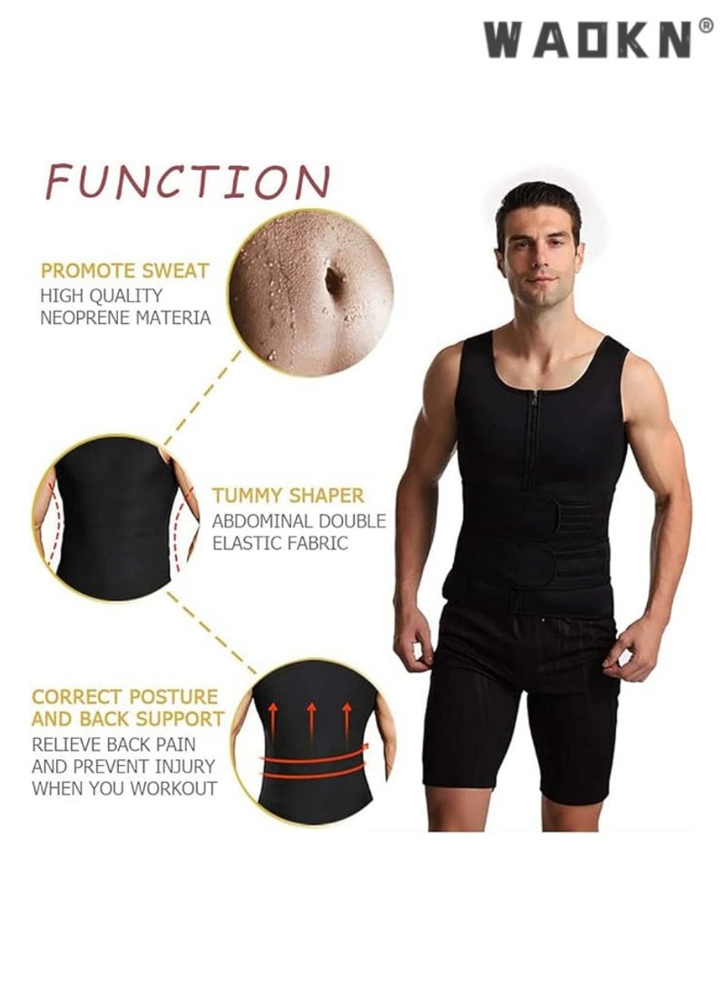 WAOKN Men Body Shaper Waist Trainer Belt Your Belly Sweat Vest Slimming Underwear Weight Loss Shirt Fat Burner Workout Tank Tops Shaper Belly Reducing Shapewear Burn Fat Shirt Trimmer Belt, Adjustable Belts for Enhanced Workout, Slimming Effect, and Comfortable Design, Ideal for Gym, Weight Loss, and Body Contouring  - Image 4