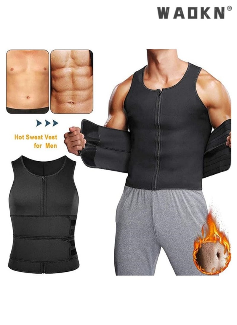 WAOKN Men Body Shaper Waist Trainer Belt Your Belly Sweat Vest Slimming Underwear Weight Loss Shirt Fat Burner Workout Tank Tops Shaper Belly Reducing Shapewear Burn Fat Shirt Trimmer Belt, Adjustable Belts for Enhanced Workout, Slimming Effect, and Comfortable Design, Ideal for Gym, Weight Loss, and Body Contouring  - Image 2