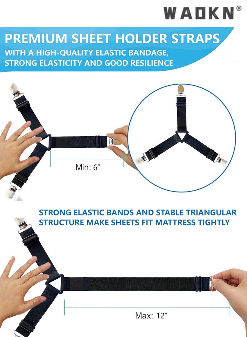 WAOKN High Quality Multi-Function Stainless Steel Sheet Clips Fitted Sheet Ties Suitable for Bedding Sheet Clips and Mattress Ties Elastic Sheet Holder Suspender Fastener - Image 5