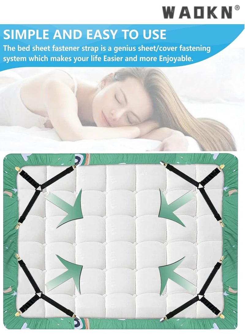 WAOKN High Quality Multi-Function Stainless Steel Sheet Clips Fitted Sheet Ties Suitable for Bedding Sheet Clips and Mattress Ties Elastic Sheet Holder Suspender Fastener - Image 2