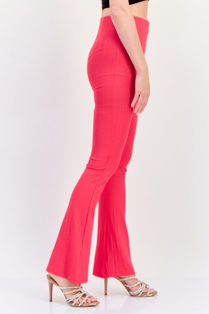 Reserved Women Regular Fit Textured Wide Leg Pants, Dark Pink - Image 2