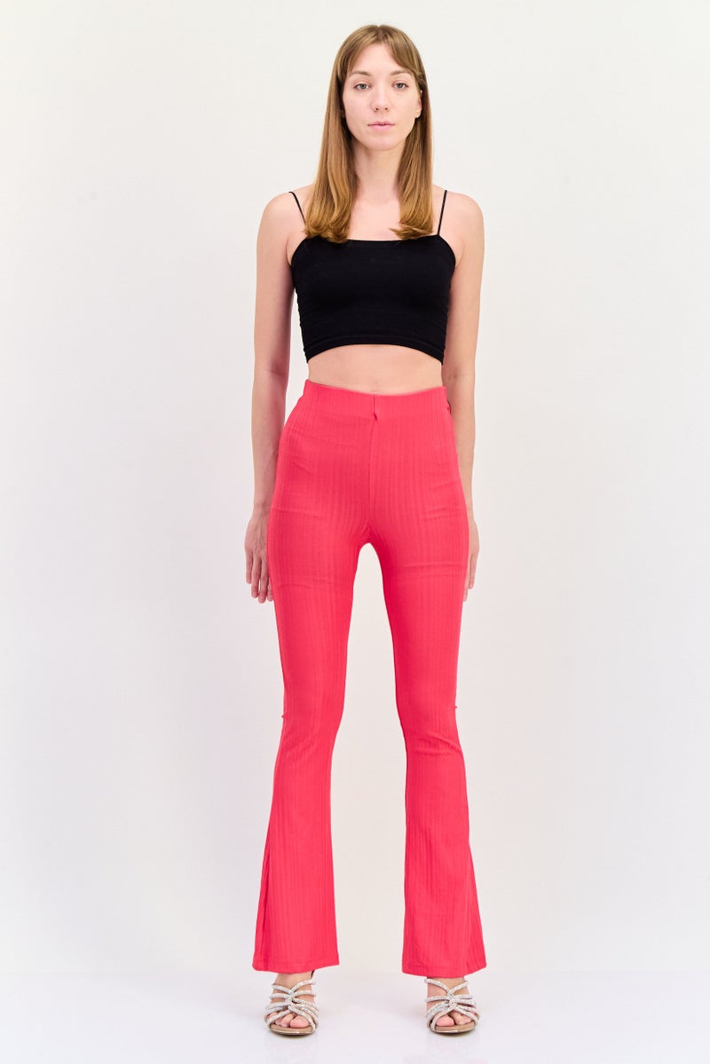 Reserved Women Regular Fit Textured Wide Leg Pants, Dark Pink - Image 3