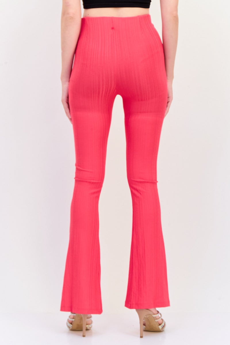 Reserved Women Regular Fit Textured Wide Leg Pants, Dark Pink - Image 4