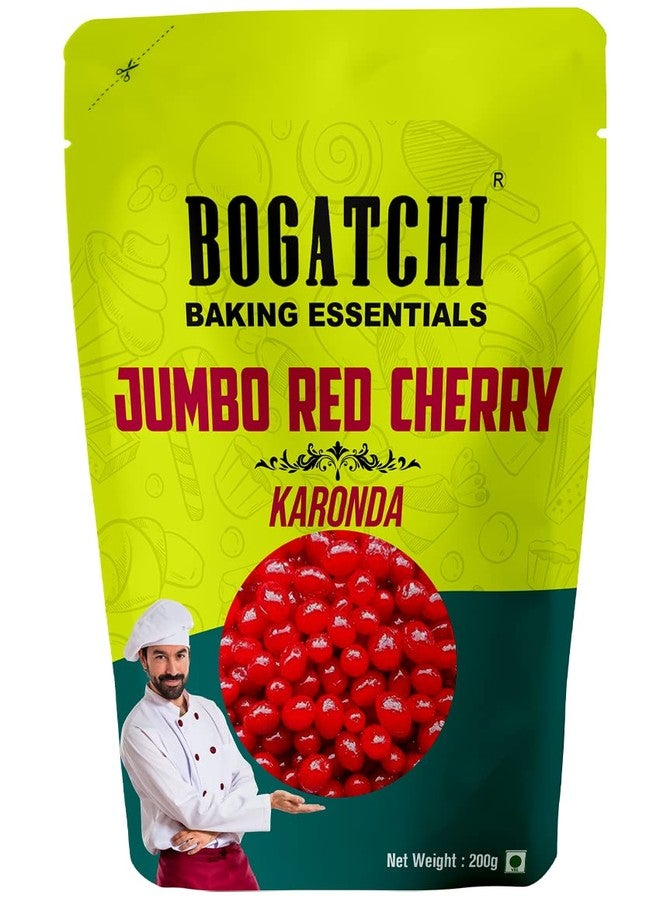 BOGATCHI Jumbo Red Cherry for Decorations, Big Cherry for Cakes and Ice-Creams, Red Cherry Karonda, Delicious and Tasty, 200g - Image 1