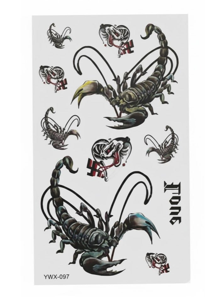 A collection of temporary tattoo in attractive colors and various scorpion designs. - Image 1