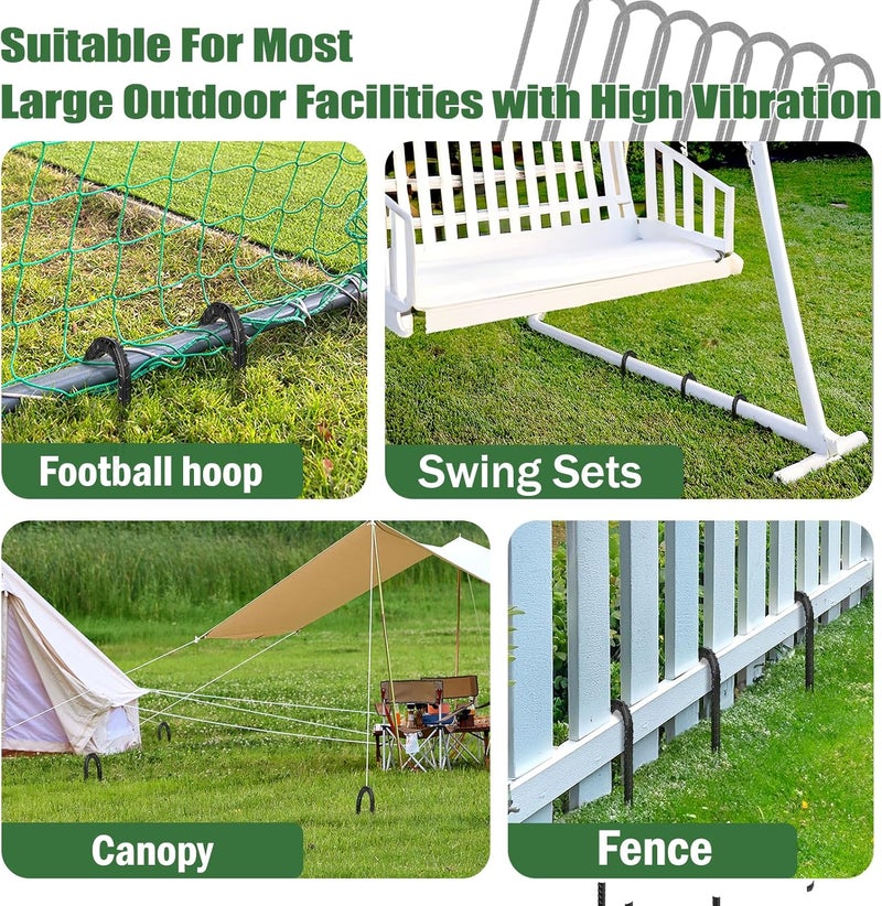 GESTONE Trampoline Ground Wind Stakes Anchors High Wind Heavy Duty, 8 Pack 12 Inch U-Shaped Rebar Tent Stakes for Camping Tents, Soccer Goals,Fences, Swing, Landscape,Garden Decoration - Image 5