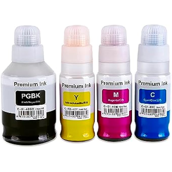 GI-40 PGBK/C/M/Y (4-PACK PIGMENT BLACK CYAN MAGENTA YELLOW) GI 40 COMPATIBLE INK BOTTLE REPLACEMENT FOR CANON GUARANTEED COMPATIBILITY WITH PIXMA G6040 G5040 GM2040 G7040 GM4040 - Image 3