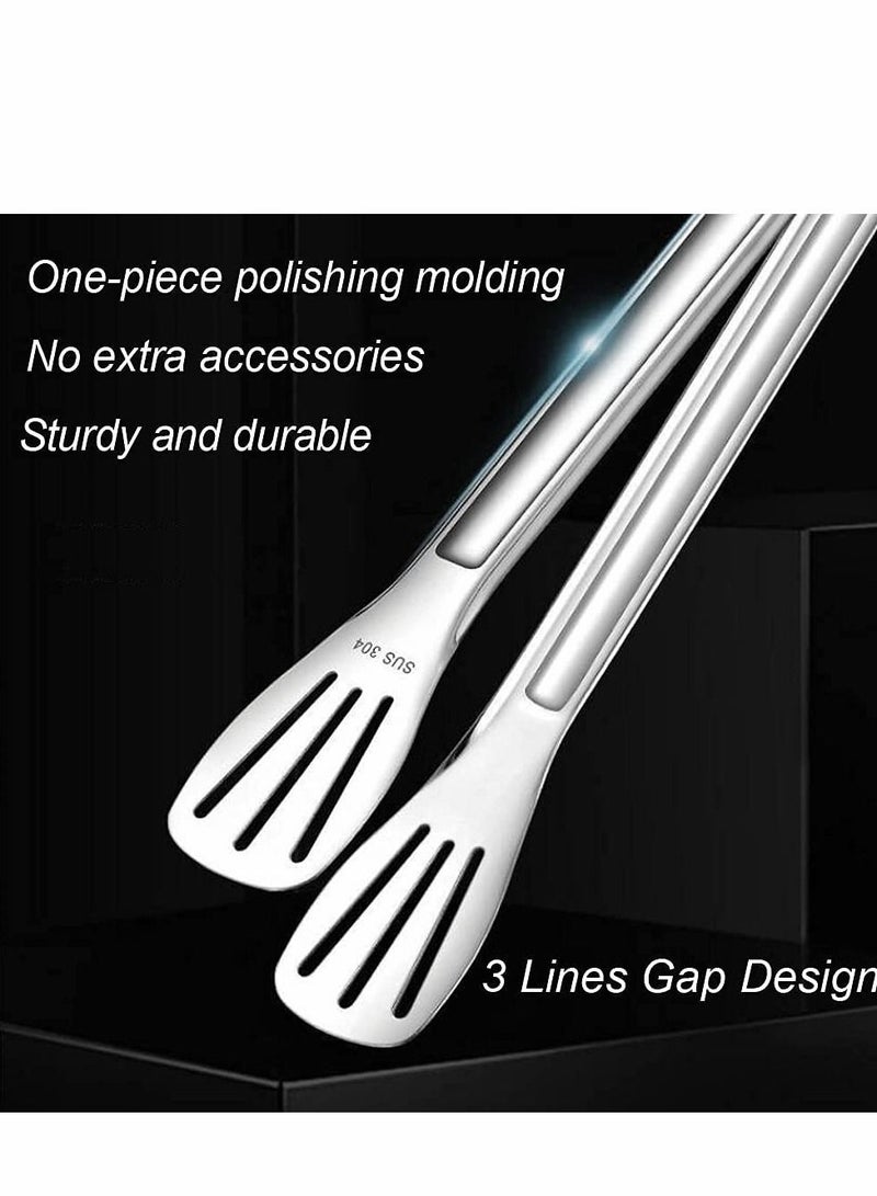 واي آند دي Kitchen Tongs 304 Easy to Clean-Food Safe Stainless Steel Cooking Tongs,Salad,BBQ,Frying Utensils,Kitchen Gift etc,Easy Grip Best Sturdy Tongs,Non Stick - Image 4