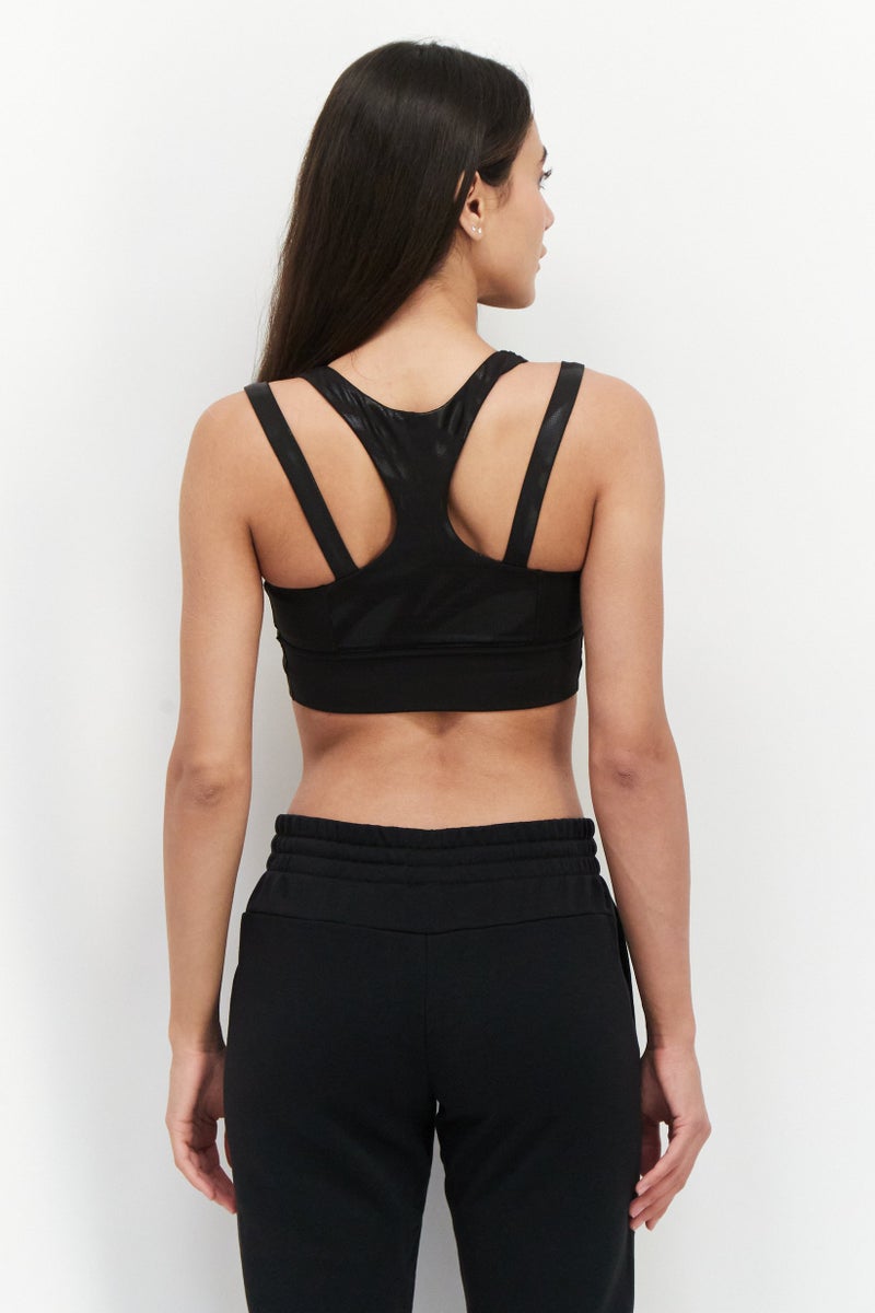 PUMA Women Brand Logo Padded Sports Bra, Black - Image 2
