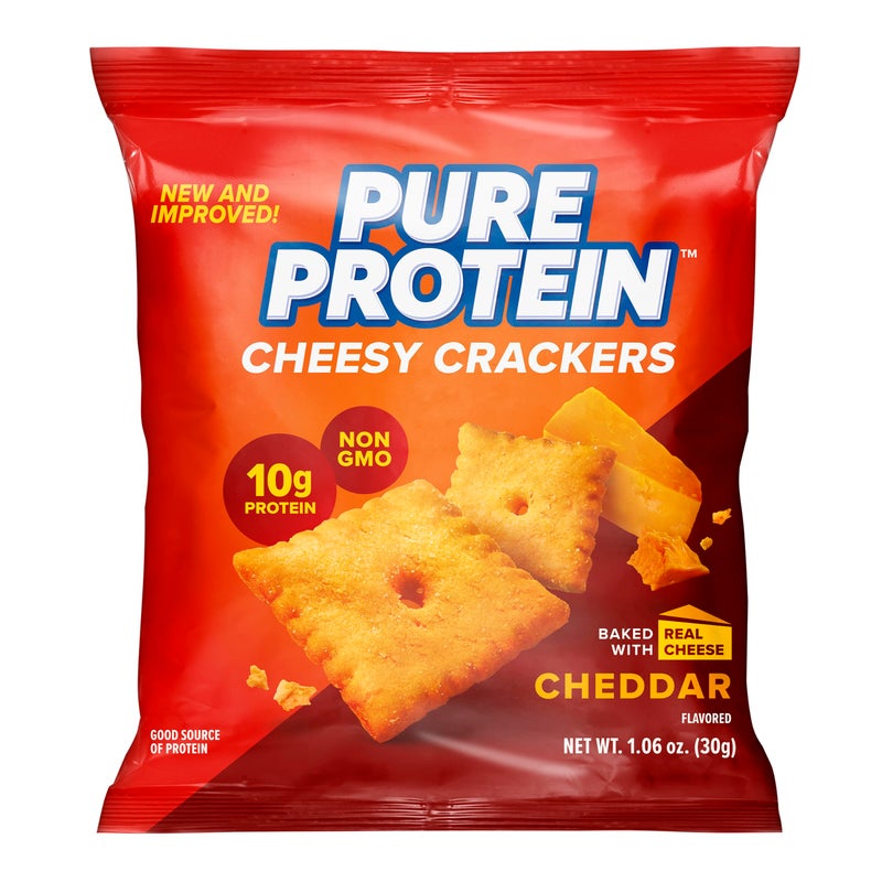 Pure Protein Cheesy Crackers, Cheddar, High Protein Snack, 10G Protein, 1.06 Oz (Pack of 12) - Image 1