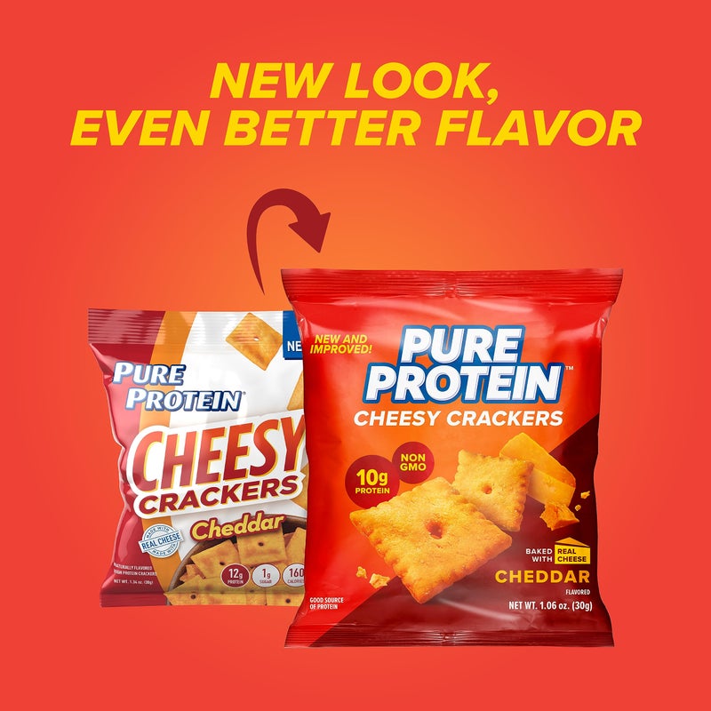 Pure Protein Cheesy Crackers, Cheddar, High Protein Snack, 10G Protein, 1.06 Oz (Pack of 12) - Image 3