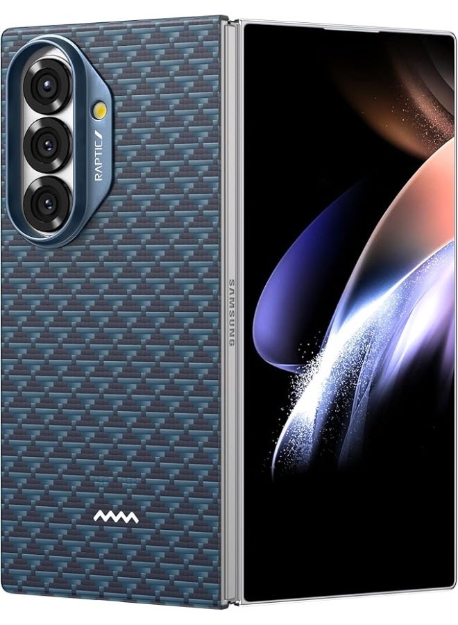 RAPTIC غطاء أراميد لجهاز سامسونج جالاكسي زد فولد 7 - مغسيف [غطاء خلفي فقط] رقيق للغاية 1500D من ألياف الأراميد - عميق - Image 1