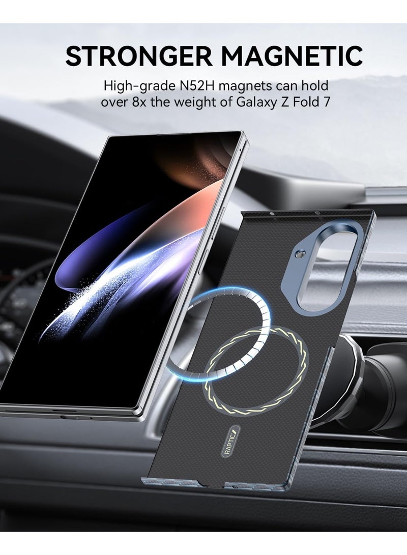 RAPTIC غطاء أراميد لجهاز سامسونج جالاكسي زد فولد 7 - مغسيف [غطاء خلفي فقط] رقيق للغاية 1500D من ألياف الأراميد - عميق - Image 5