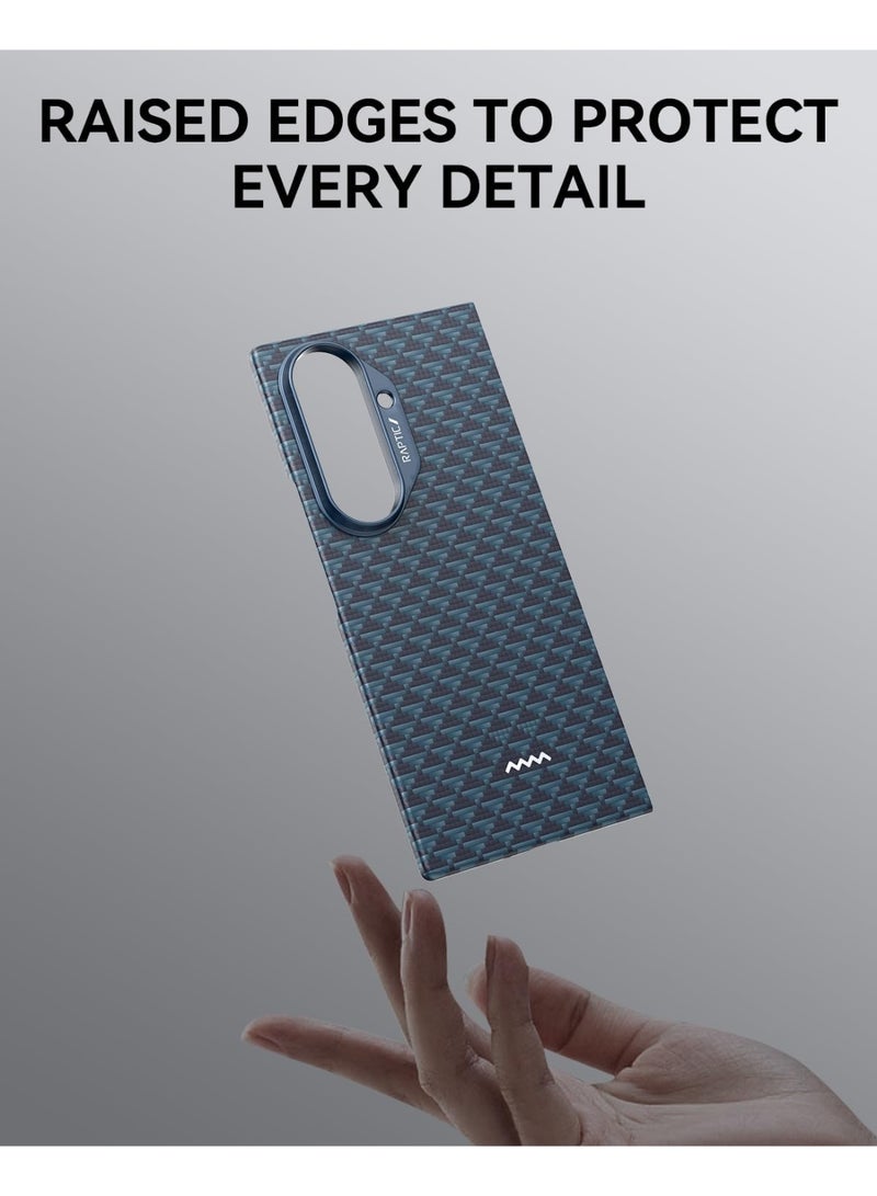 RAPTIC غطاء أراميد لجهاز سامسونج جالاكسي زد فولد 7 - مغسيف [غطاء خلفي فقط] رقيق للغاية 1500D من ألياف الأراميد - عميق - Image 4