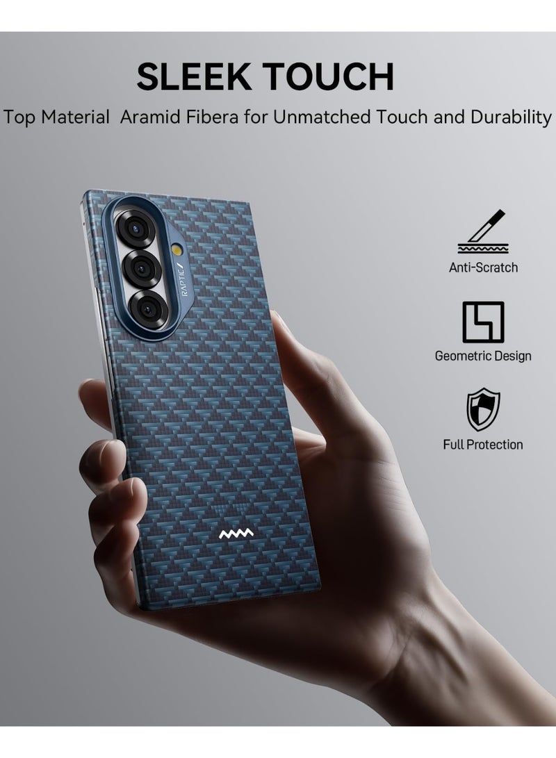 RAPTIC غطاء أراميد لجهاز سامسونج جالاكسي زد فولد 7 - مغسيف [غطاء خلفي فقط] رقيق للغاية 1500D من ألياف الأراميد - عميق - Image 3