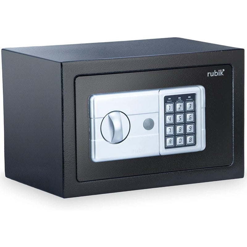 Safe Box with Key and Pin Code Keypad Lock for Money Cash Jewelry Passports Home Office Security RB20HASH 20x31x20cm Black - Image 1