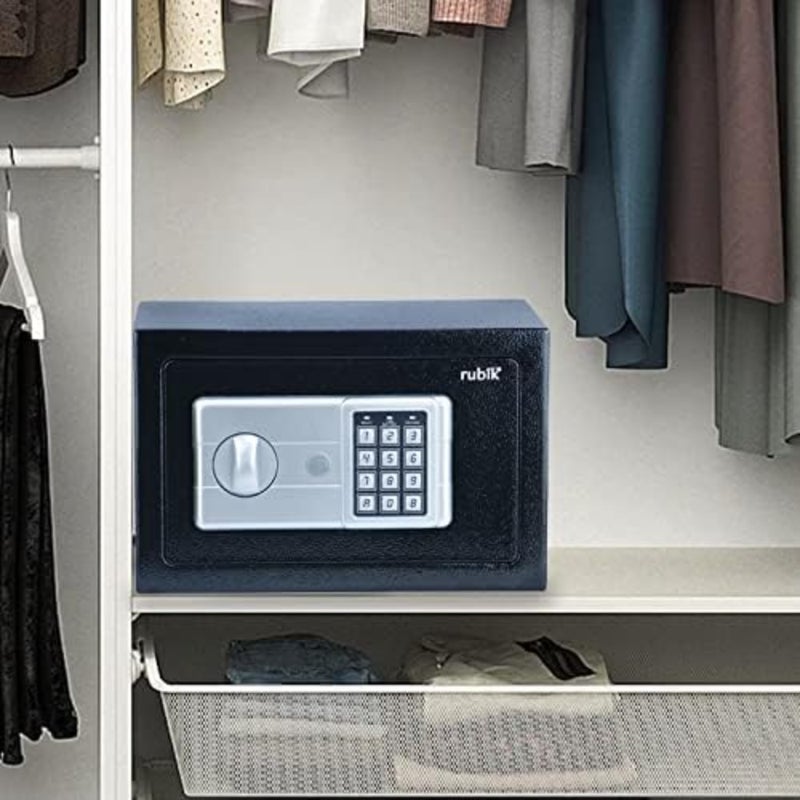Safe Box with Key and Pin Code Keypad Lock for Money Cash Jewelry Passports Home Office Security RB20HASH 20x31x20cm Black - Image 5