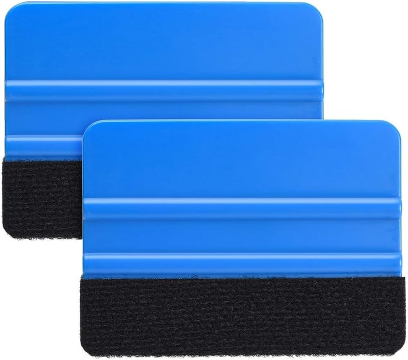 Proxima Direct Felt Edge Squeegee, 2 Pack 10x7.3cm PP Plastic Squeegee Vinyl Scraper Decal Applicator Tool for Window Tint Car Vinyl Wrap Decal Sticker Installation - Blue - Image 1