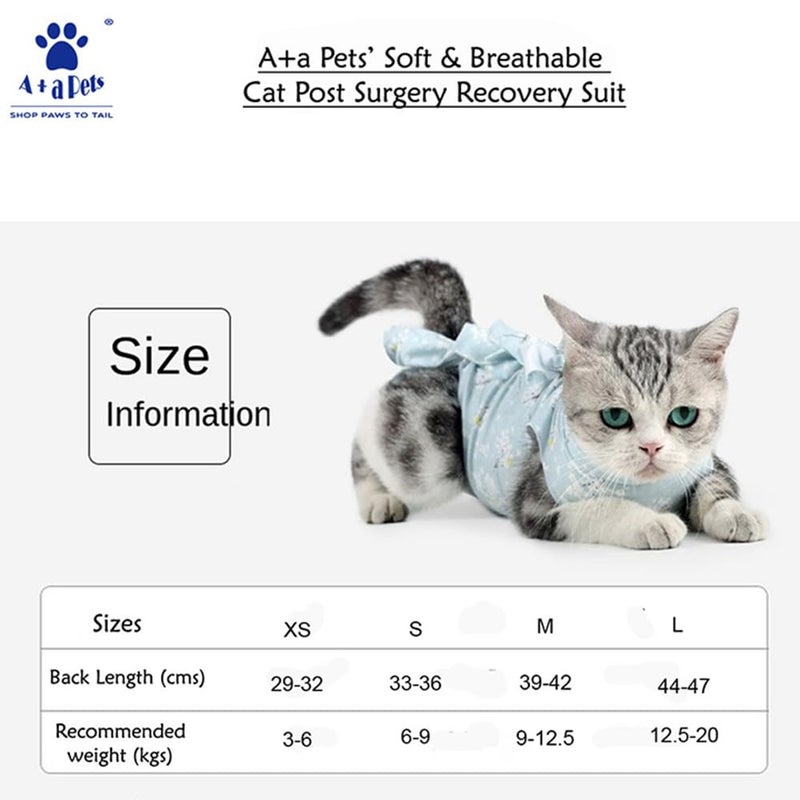 A+a Pets ' Cat Everyday Clothing, for Post Surgery Recovery, Abdominal Wounds or Skin Diseases | Breathable Cotton (Red Combo, M) - Image 4