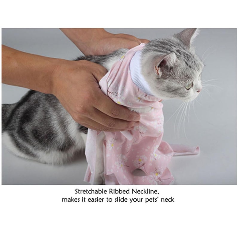 A+a Pets ' Cat Everyday Clothing, for Post Surgery Recovery, Abdominal Wounds or Skin Diseases | Breathable Cotton (Red Combo, M) - Image 2