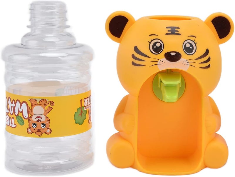 ويوبلز موزع مياه صغير للأطفال، موزع مشروبات صغير مع خزان مياه وصنبور، ألعاب تعليمية مبكرة للأطفال، بلاستيك صغير متين بنمط كرتوني (نمر كبير لطيف) - Image 5