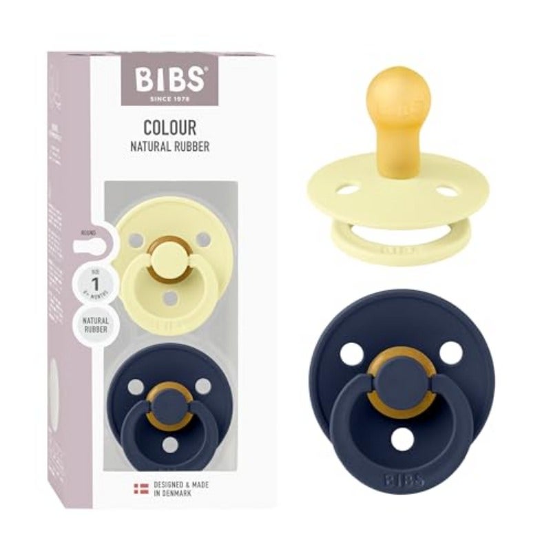 BIBS Colour Teat Pack of 2. BPA Free Round Teat Natural Rubber Latex Made in Denmark Size 1 0-6 Months - Luna Deep Space - Image 1